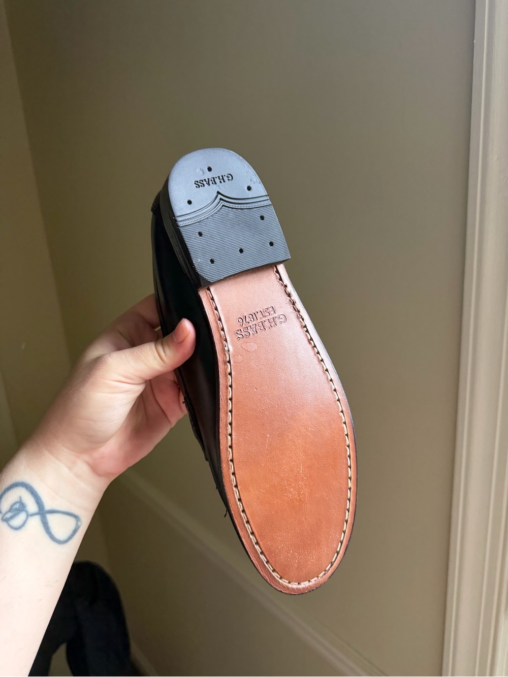 Women’s Black Leather Penny Loafers - Picture 2 of 4